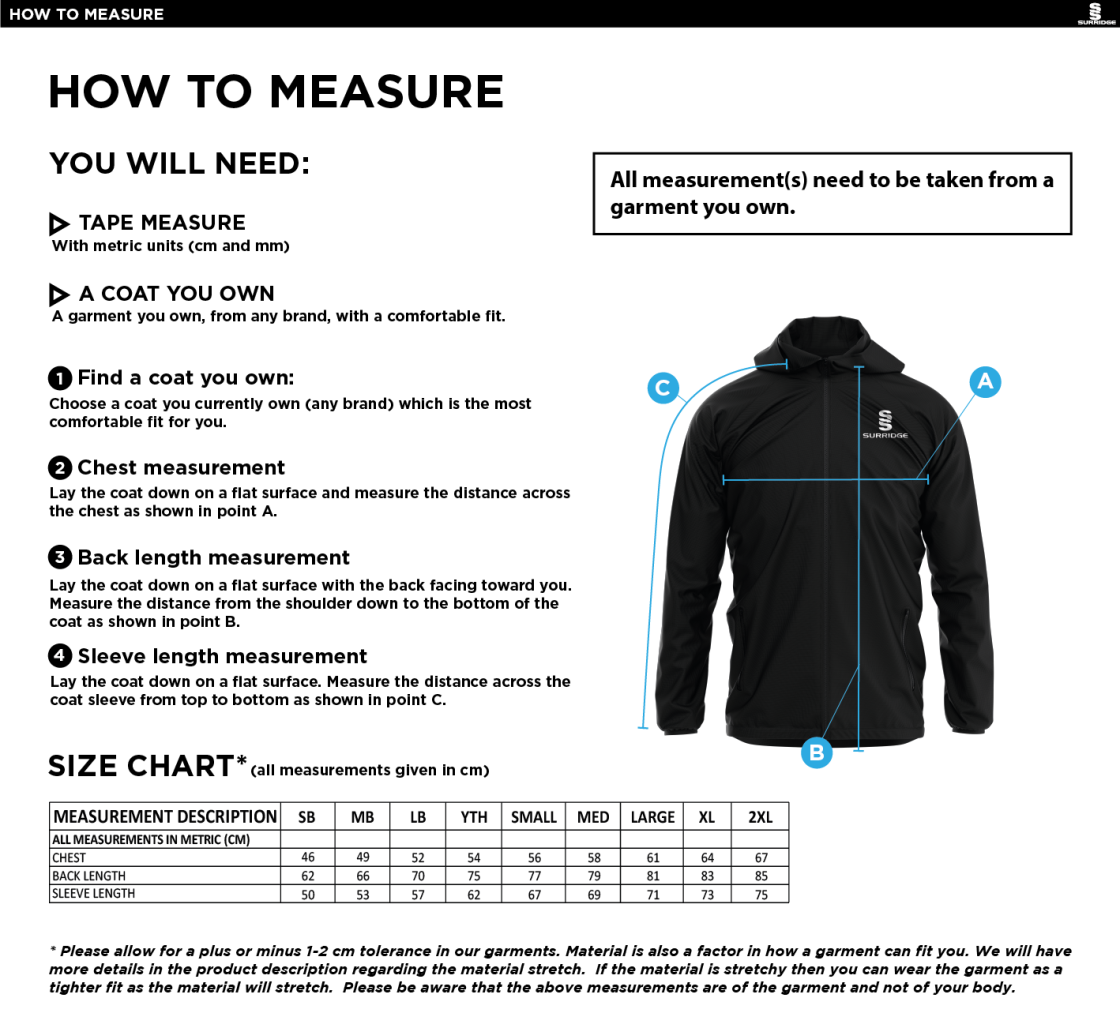 NEWARK R&M CC Dual Elite 1/4 Zip Hoody / Rain Jacket : Navy - Size Guide