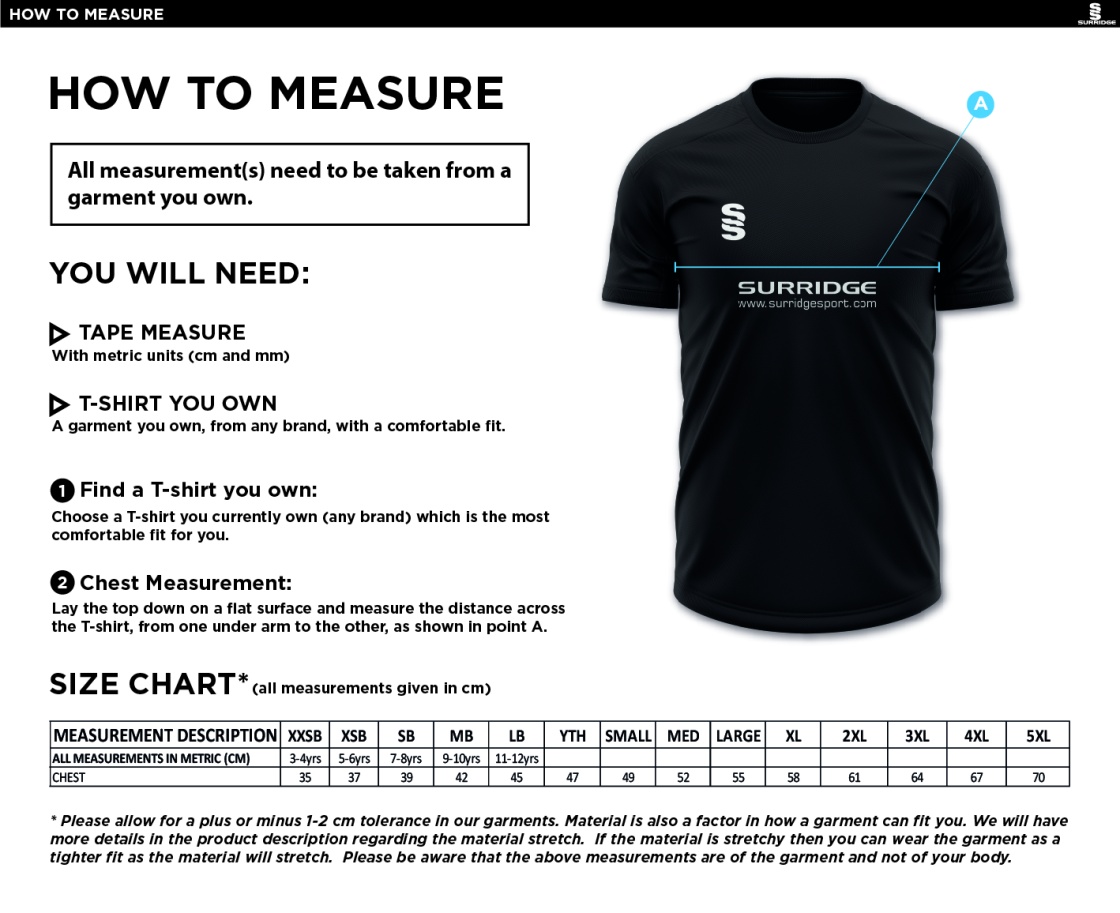 Newark R&M CC - Blade Polo - Size Guide