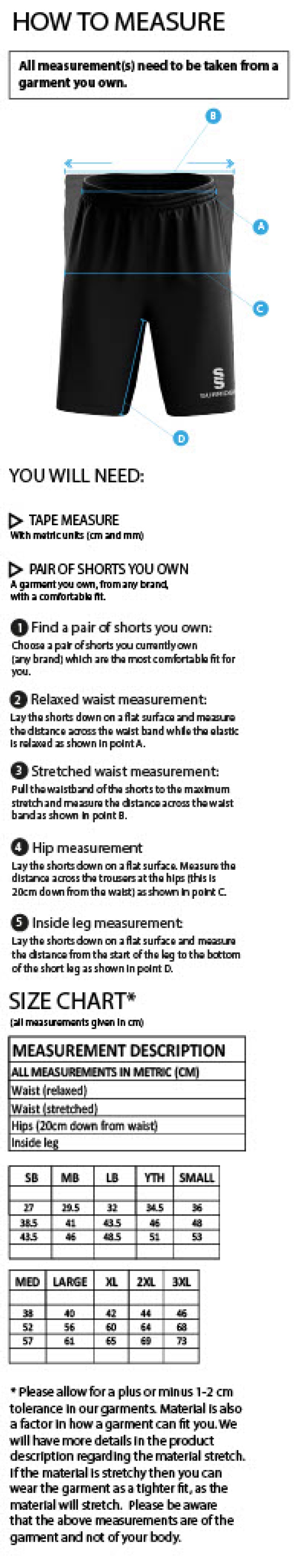 Newark R&M CC - Women's Ripstop Short - Size Guide