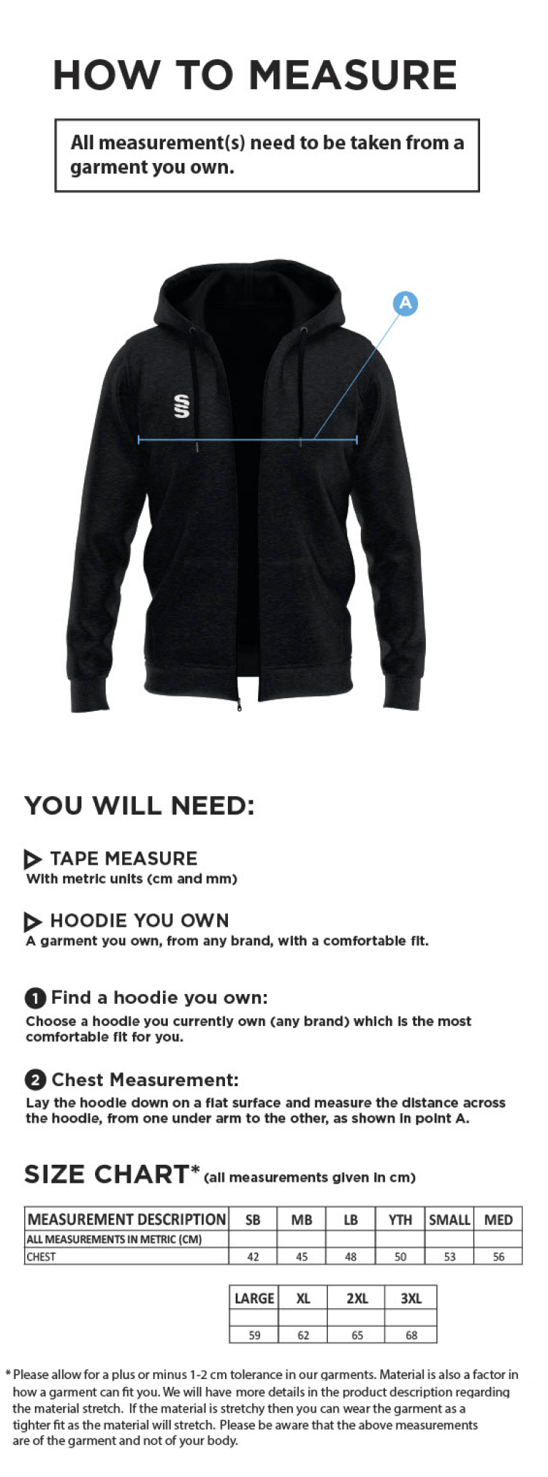 Newark R&M CC - Women's Dual Hoody - Size Guide