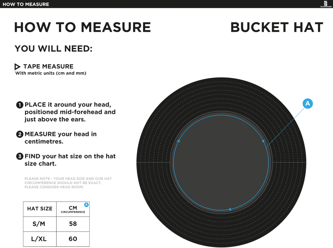 NEWARK R&M Dual Bucket Hat - Royal - Size Guide