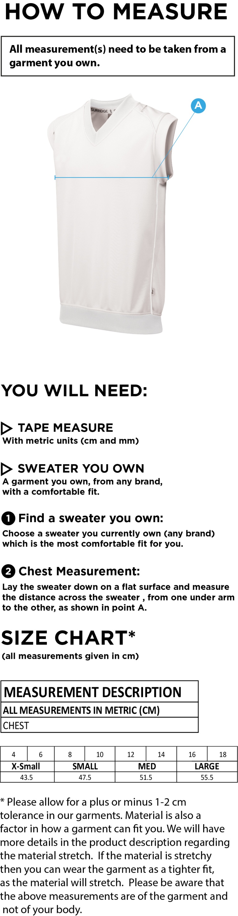 NEWARK R&M CC BLAST SLEEVELESS WOMENS SWEATER-Ivory - Size Guide