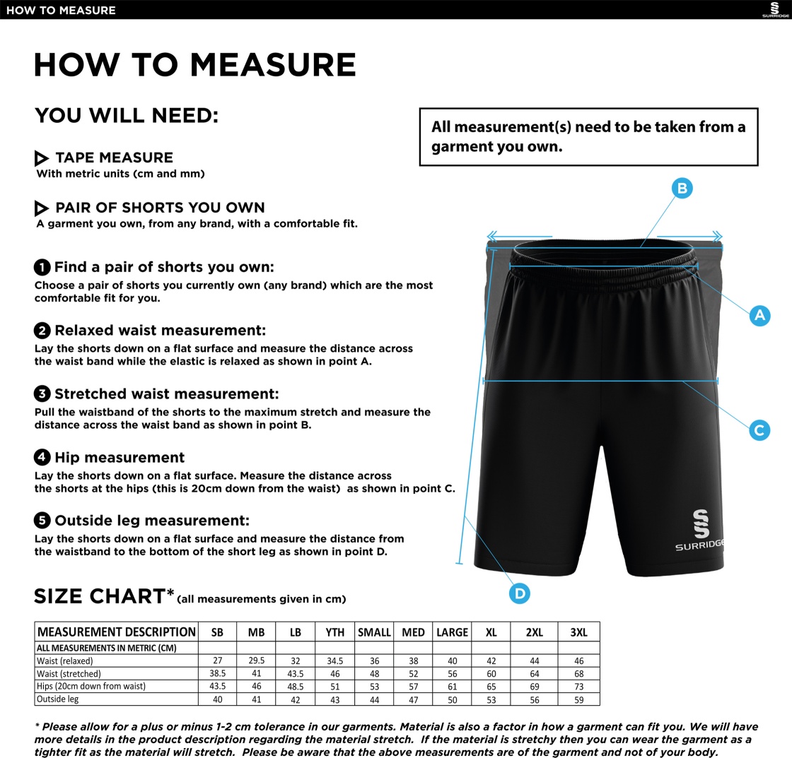 Newark R&M CC - Blade Shorts - Size Guide