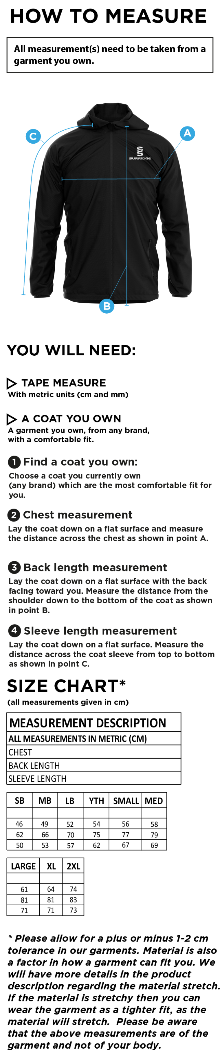 NEWARK R&M CC Dual Elite 1/4 Zip Hoody / Rain Jacket : Navy - Size Guide